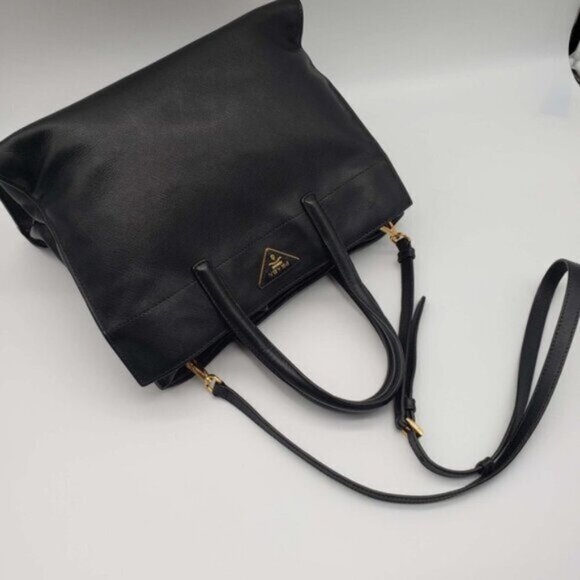 Prada Saffiano Triple Pocket Nero Black Shoulder Bag - Picture 6 of 16